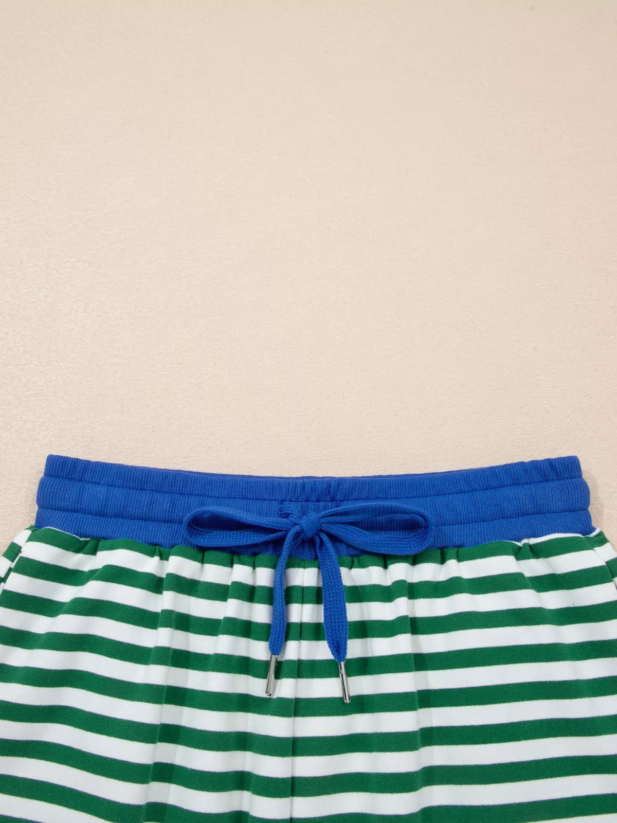 Stripe Boxy Tee and Drawstring Elastic Waist Shorts Set - Lilixa.store