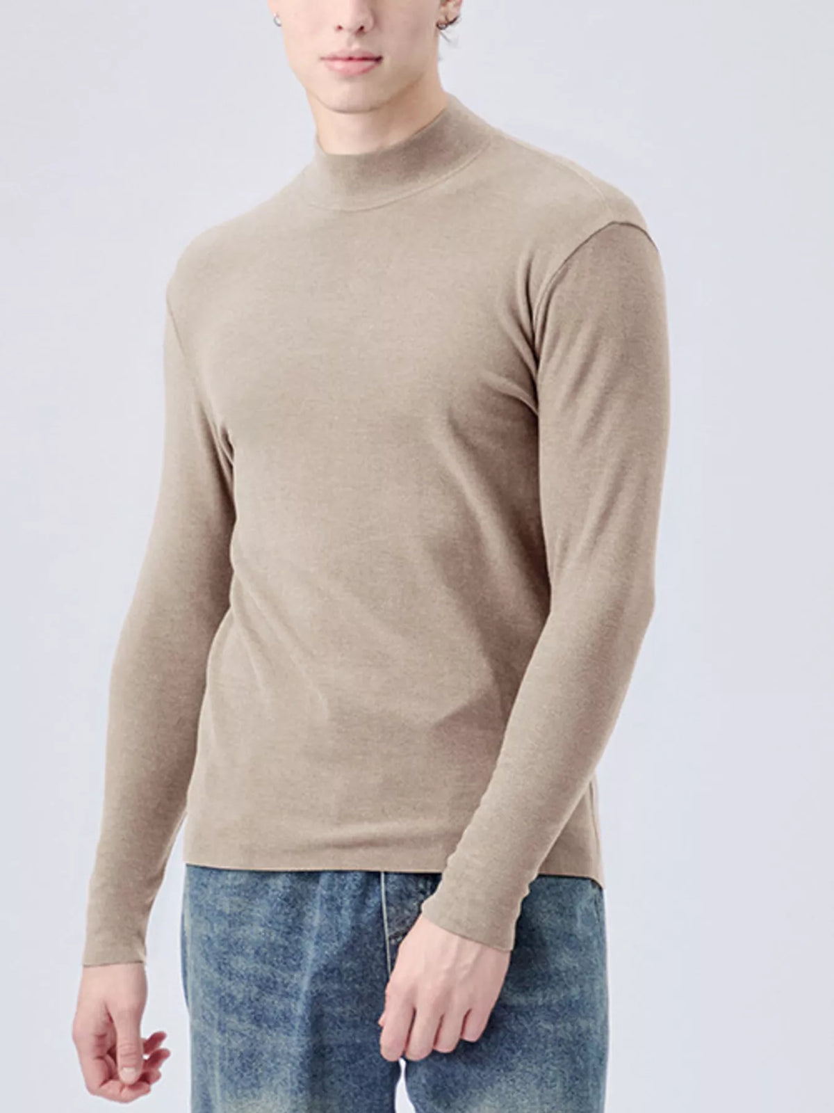 Men's Plus Size Mock Neck Long Sleeve Top