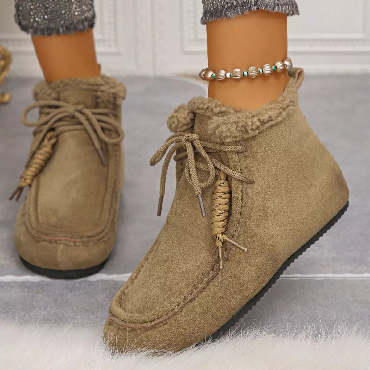 Plush Lining Ankle Boots - Lilixa.store