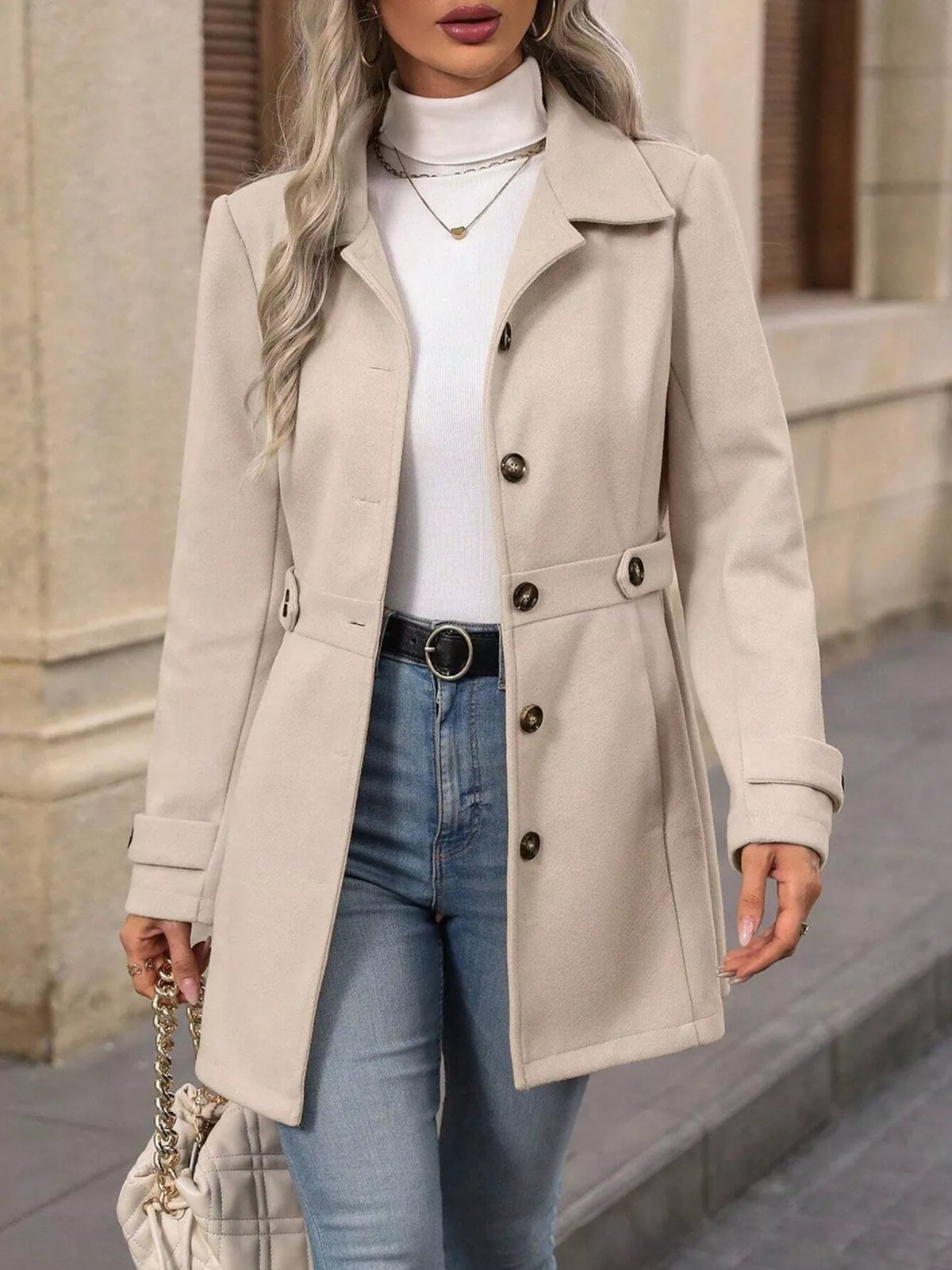 Single-Breasted Long Sleeve Coat - Lilixa.store