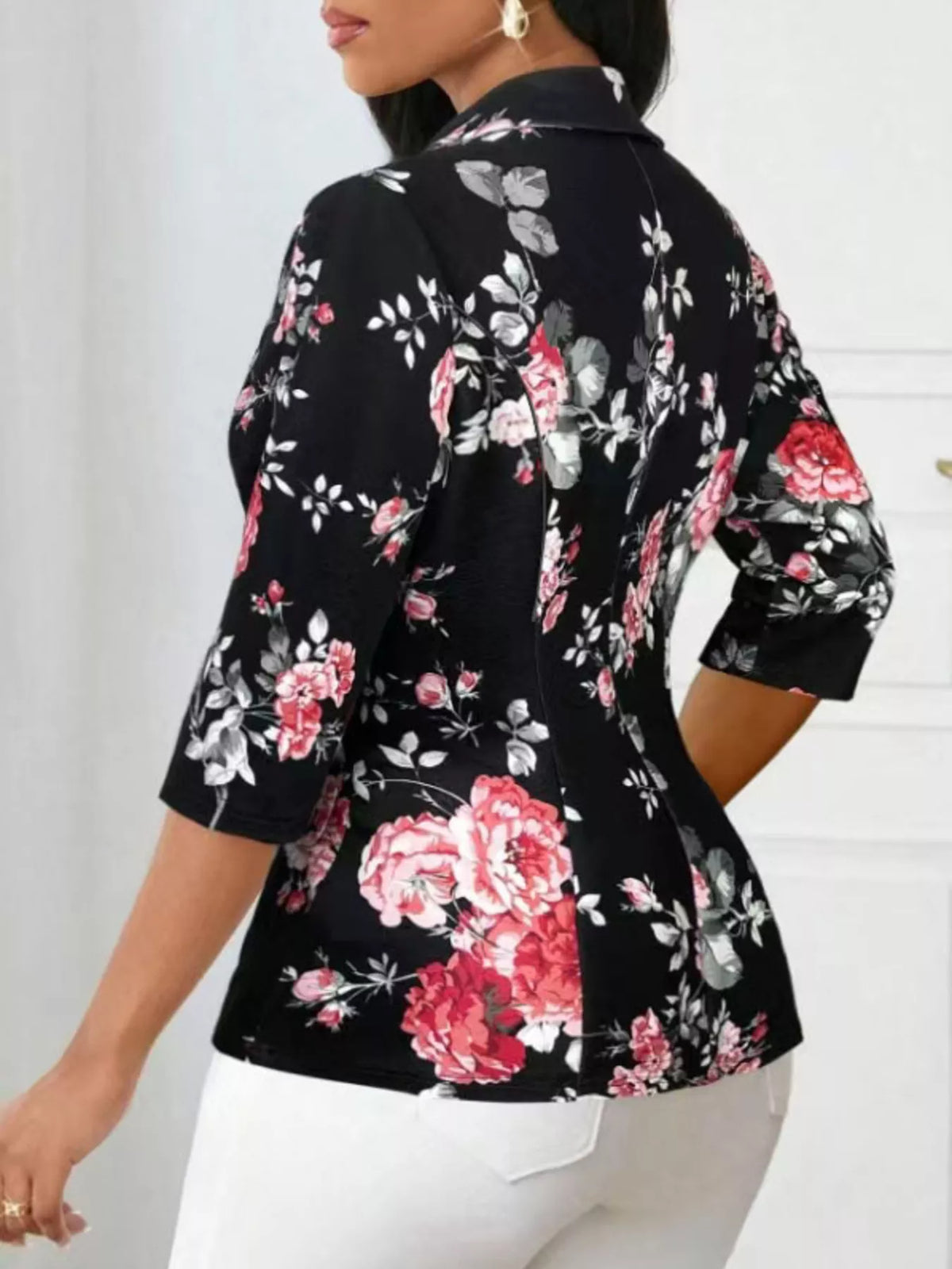 Floral Print One Button Casual Blazer - Lilixa.store