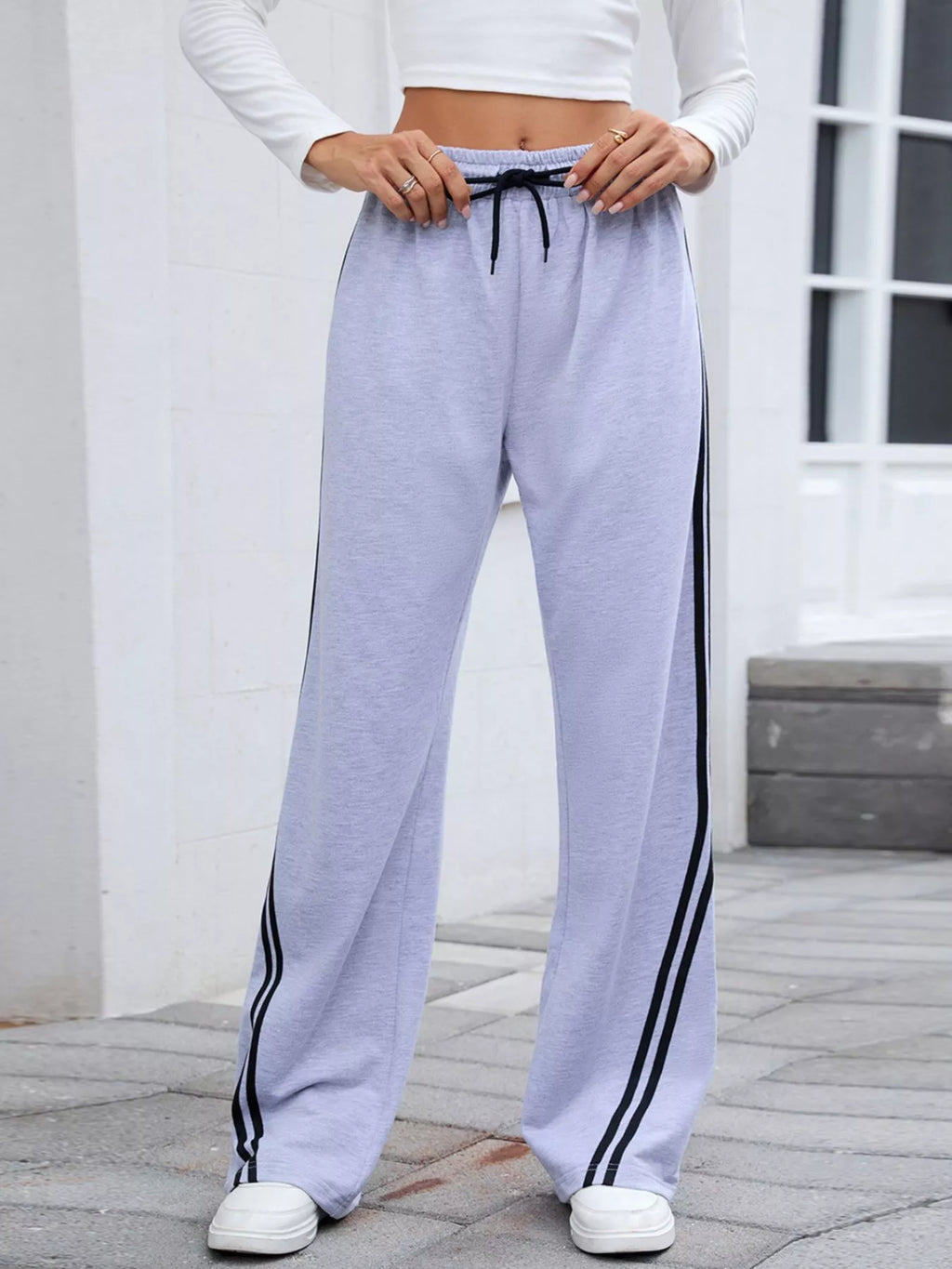 Side Striped Wide Leg Pants - Lilixa.store