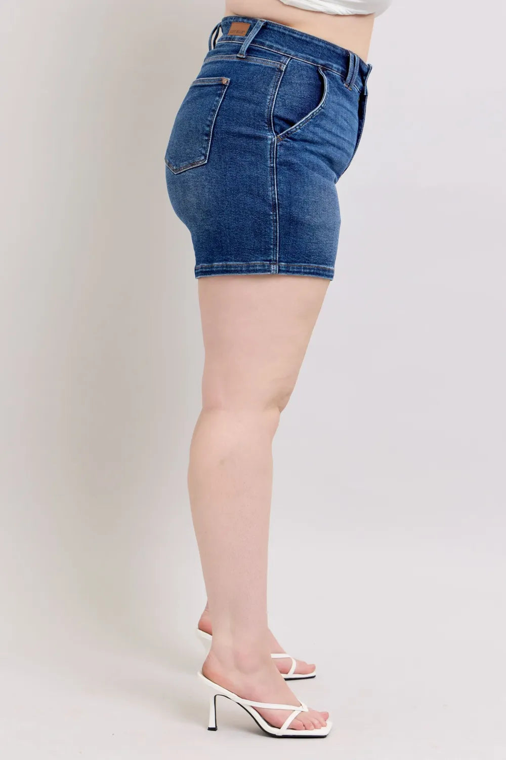 Judy Blue Full Size Double Button Waistband Denim Shorts Plus Size - Lilixa.store
