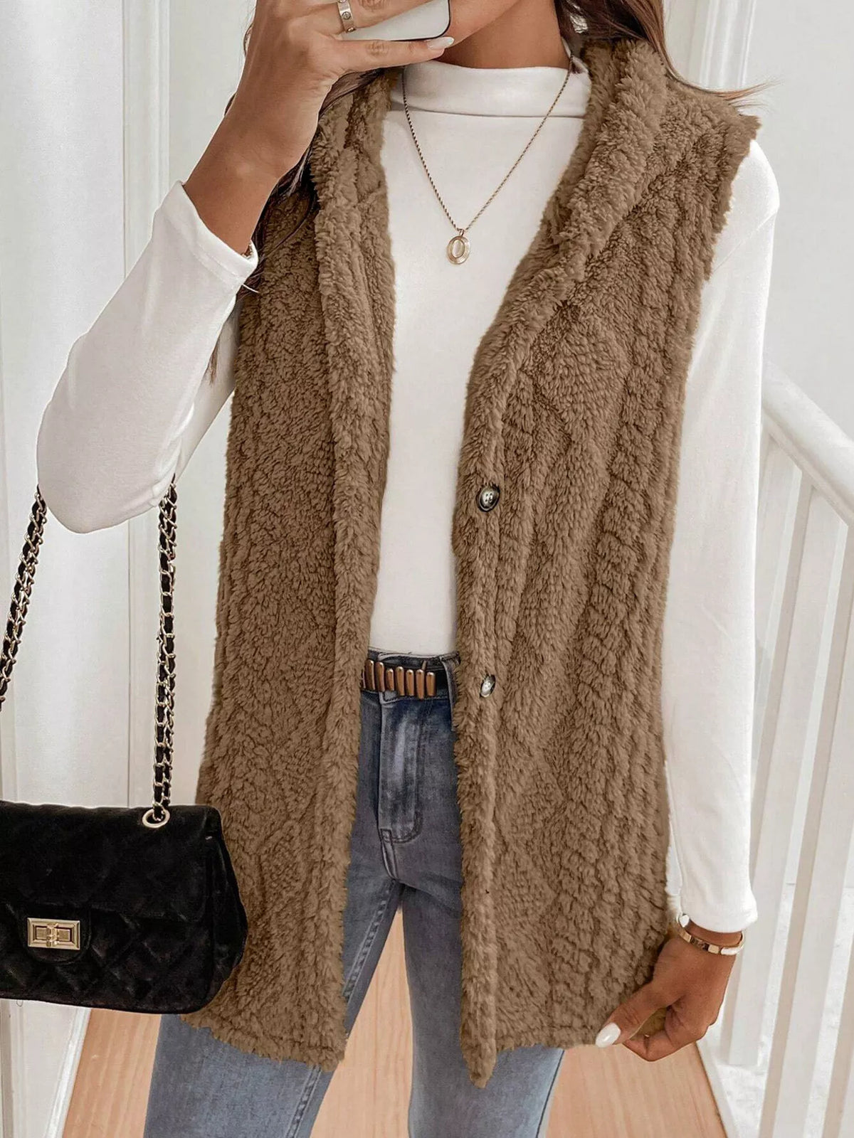 Cozy Sherpa Fleece Hooded Vest Coat - Lilixa.store