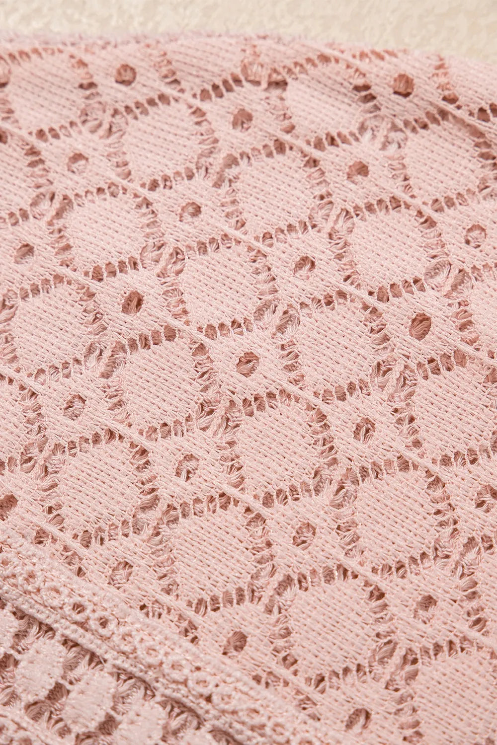 Lace Patchwork Waffle Short Sleeve Knit Top - Lilixa.store