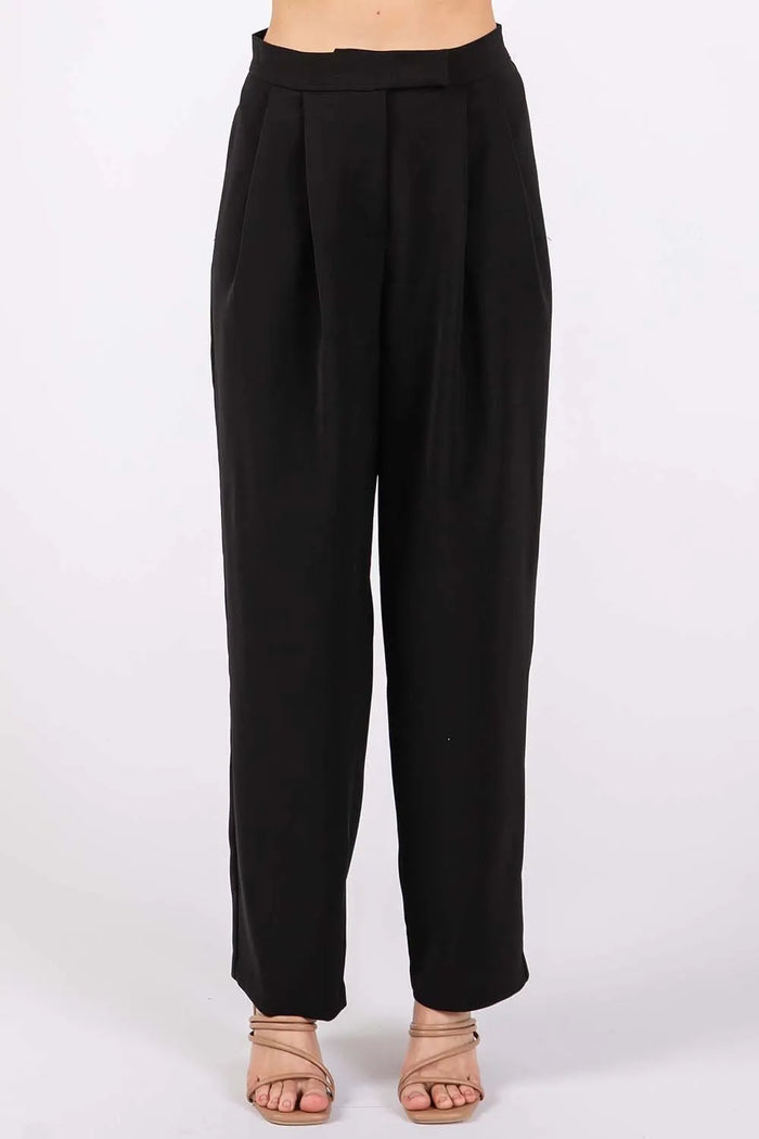 GeeGee High-Waisted Pleated Pants - Lilixa.store