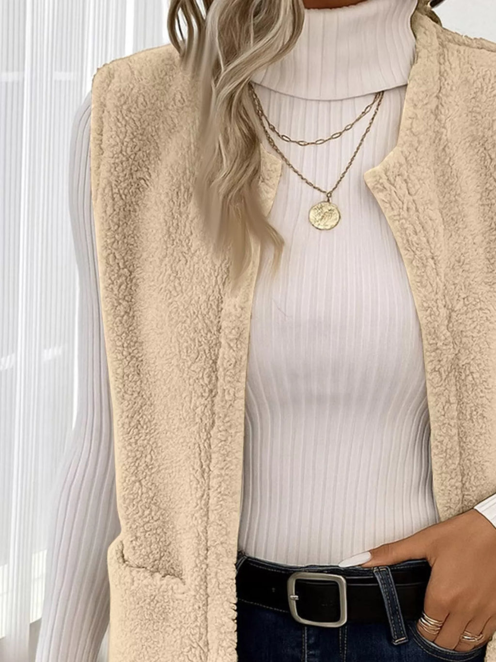 Sleeveless Fuzzy Fleece Vest Coat - Lilixa.store