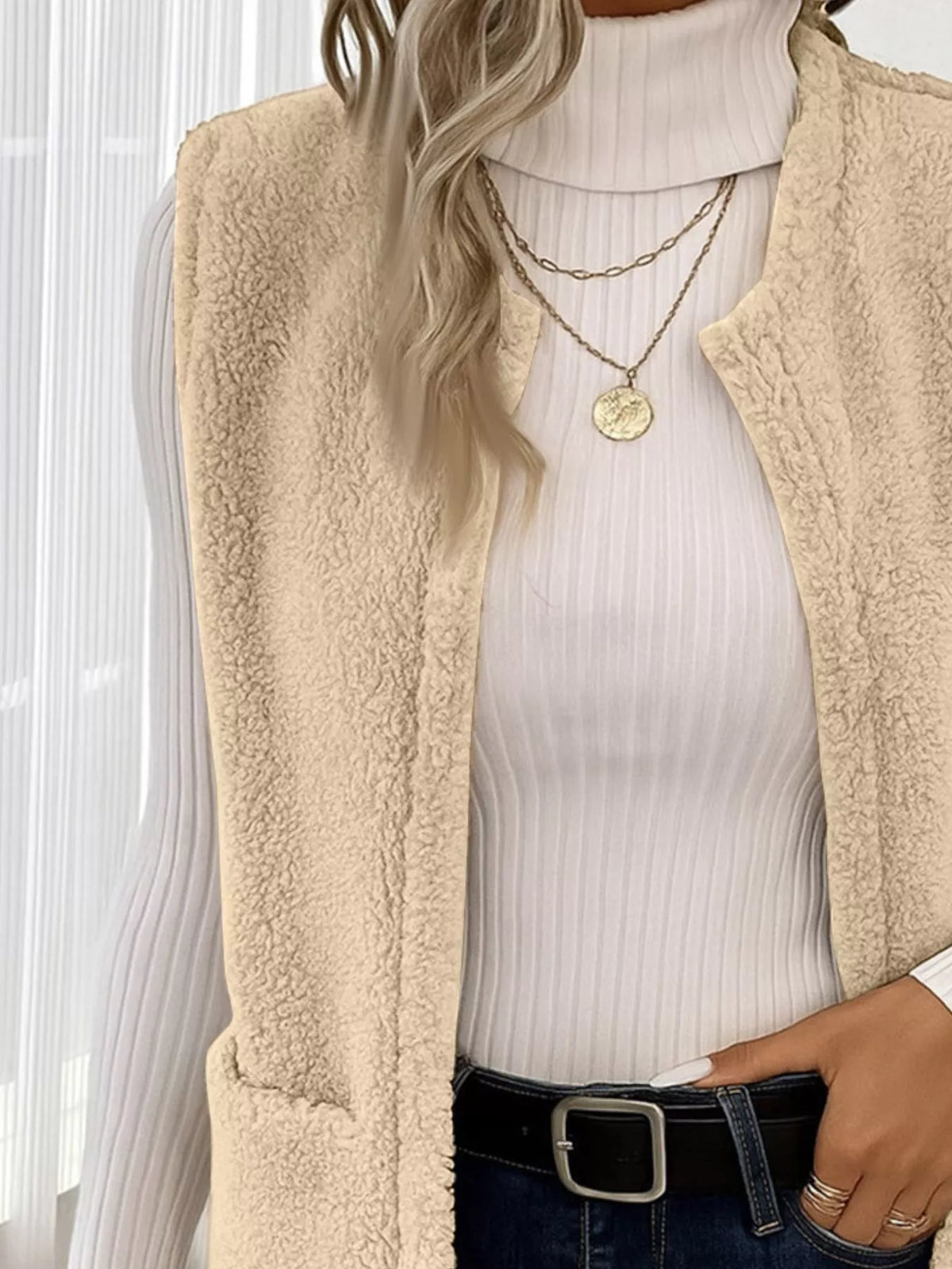 Sleeveless Fuzzy Fleece Vest Coat - Lilixa.store