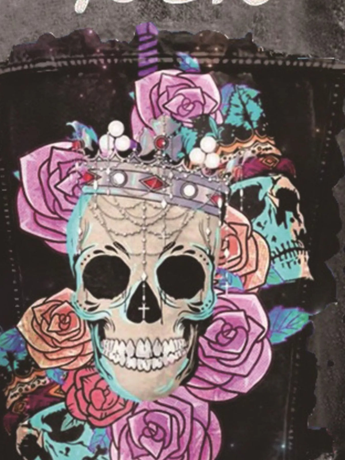 Full Size Skull and Rose Graphic Denim Jacket Plus Size - Lilixa.store