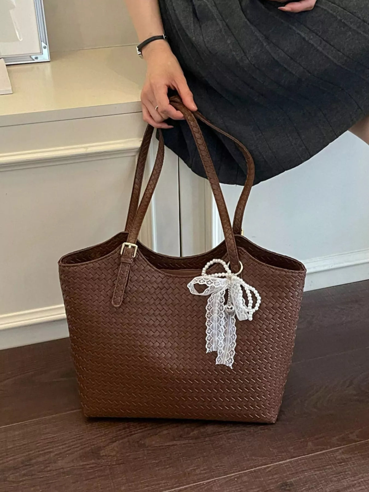 Woven Leather Shoulder Bag - Lilixa.store