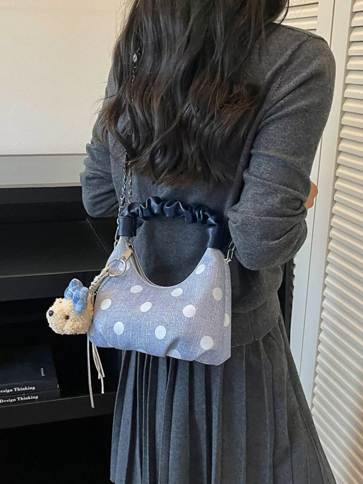 Polka Dot Ruched Handle Crossbody Bag - Lilixa.store