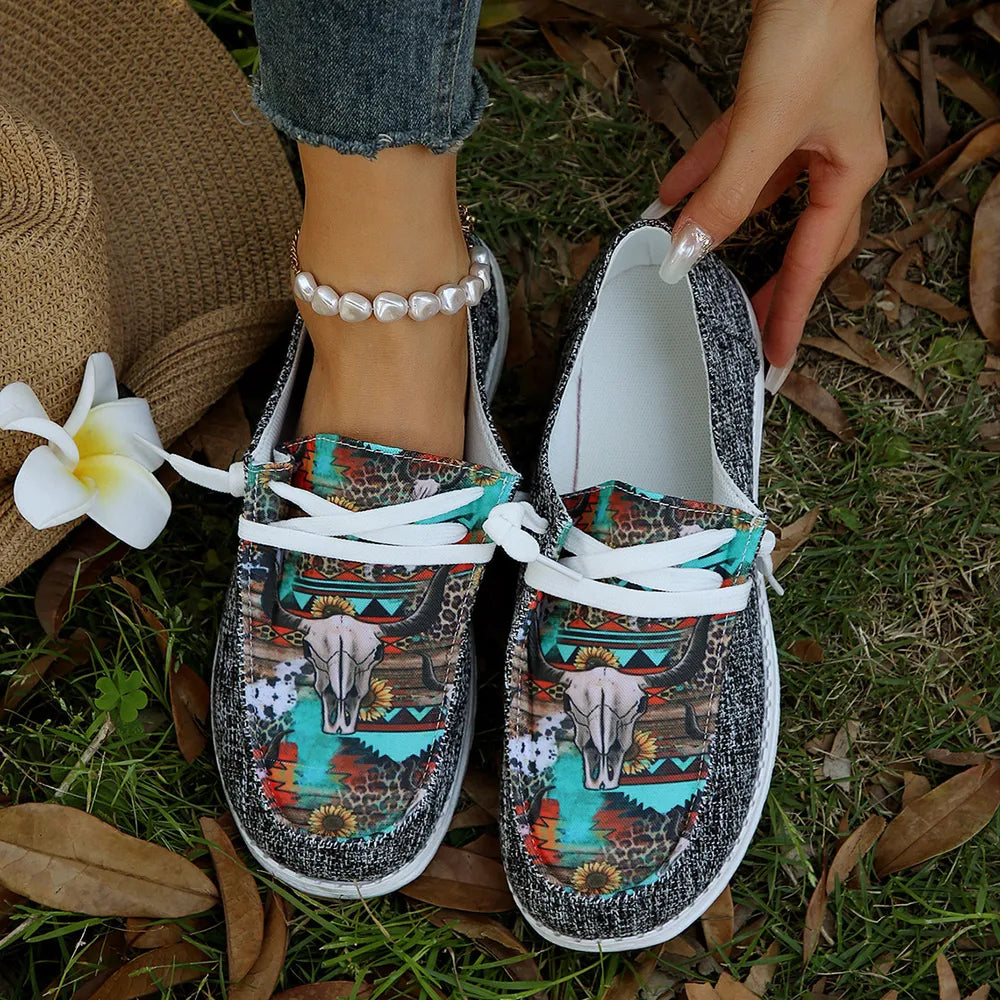 Geometric Round Toe Flat Slip-Ons, view 2