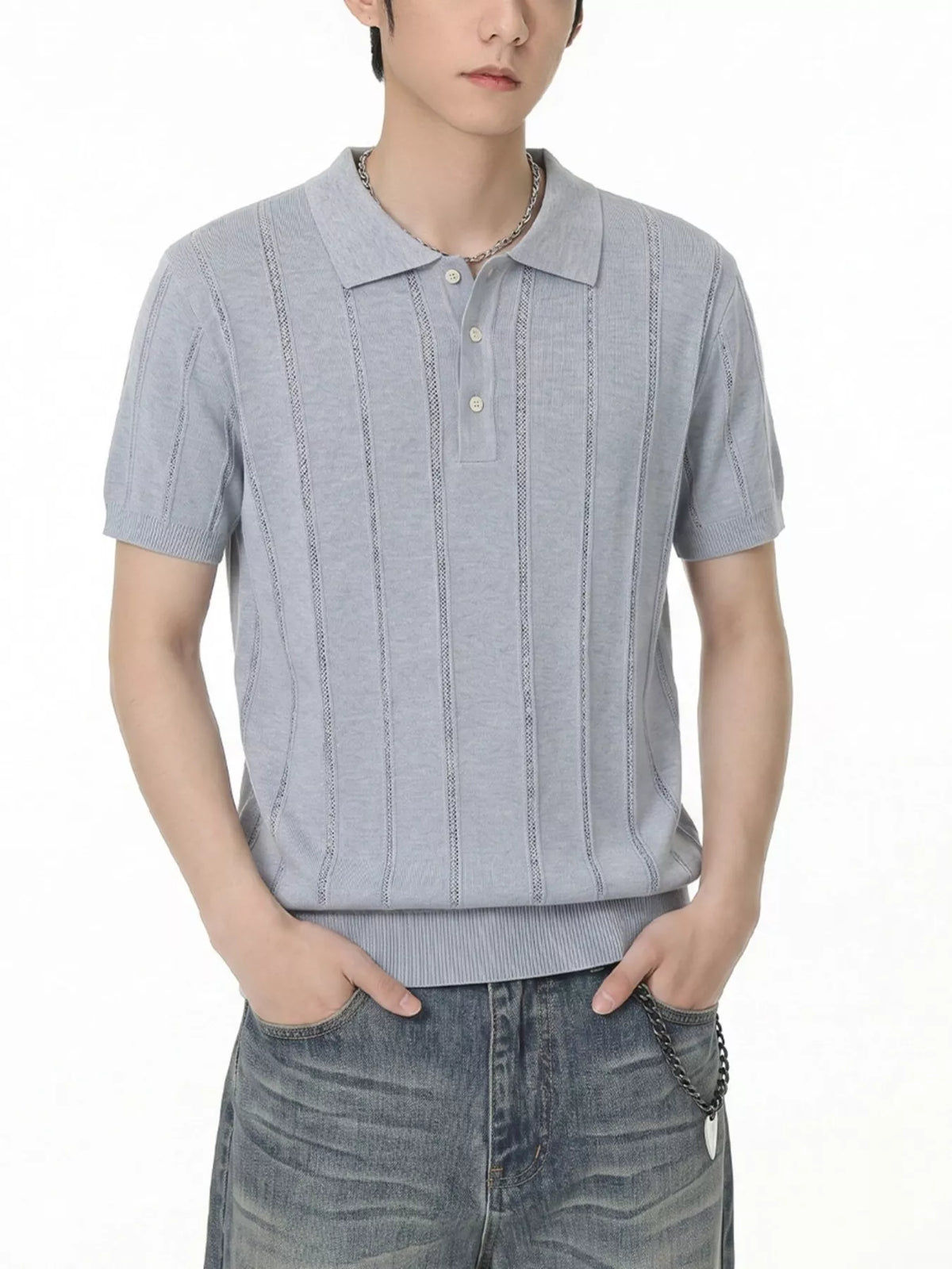 Men's Button Detail Short Sleeve Polo