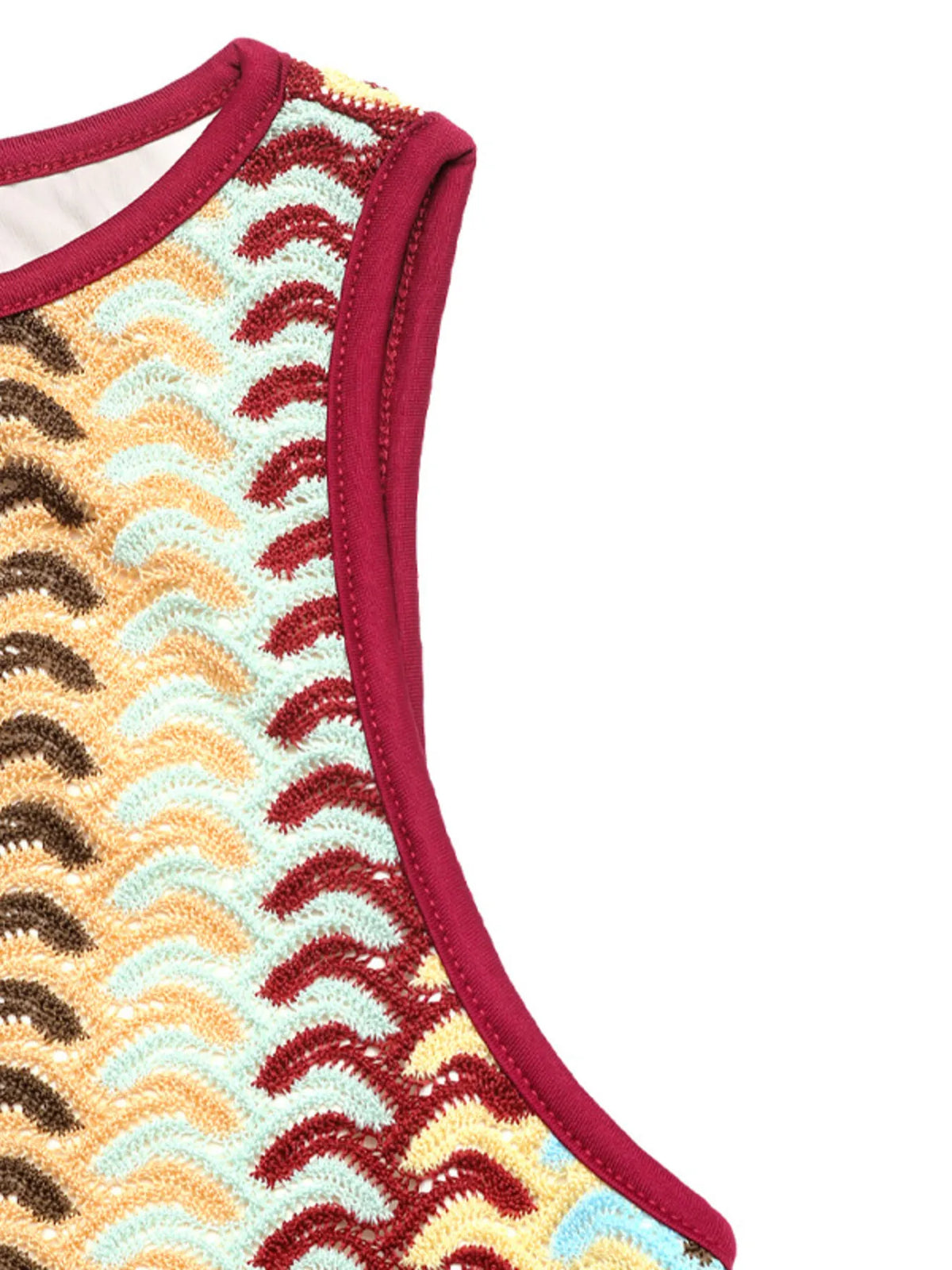 Sleeveless Chevron Pattern Sweater Dress in Khaki, view 8