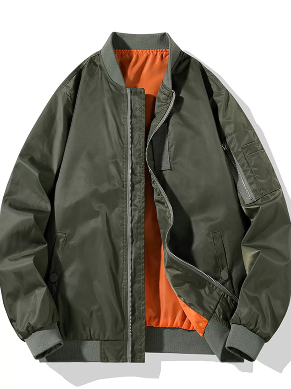 Men's Plus Size Zip Up Lightweight Bomber Jacket, view 3