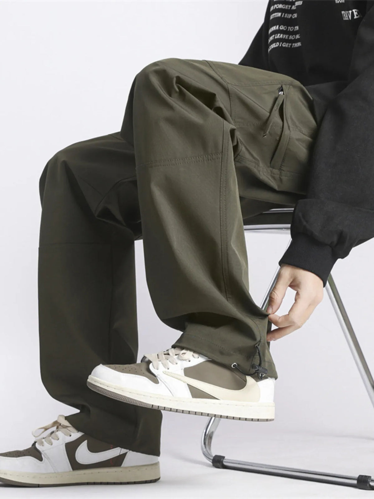 Men's Full Size Relaxed Fit Cargo Pants with Pockets Plus Size, view 2