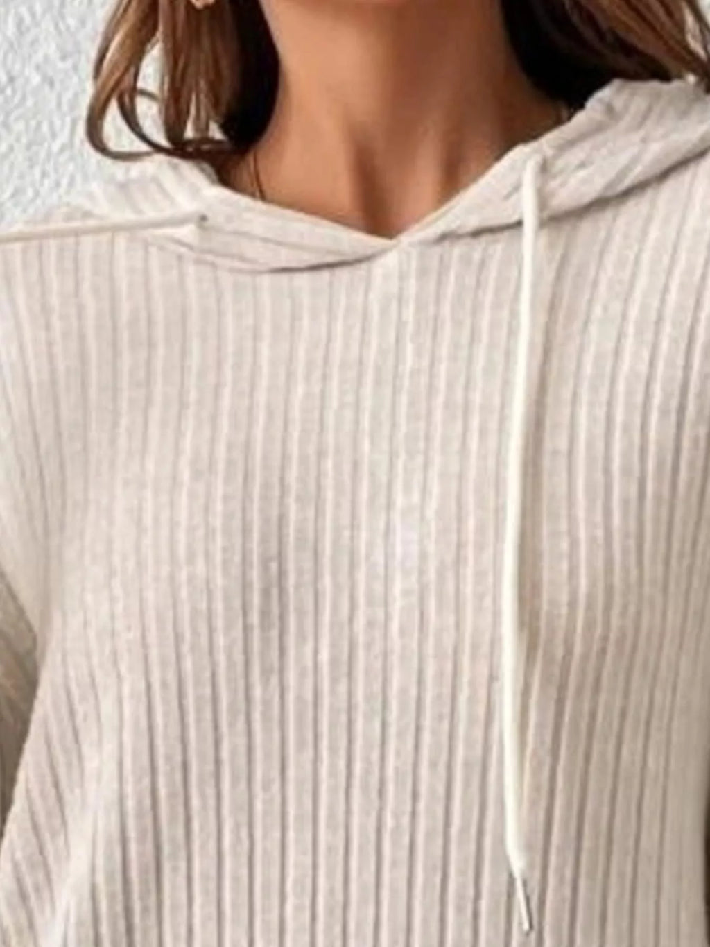 Ribbed Knit Long Sleeve Hoodie - Lilixa.store