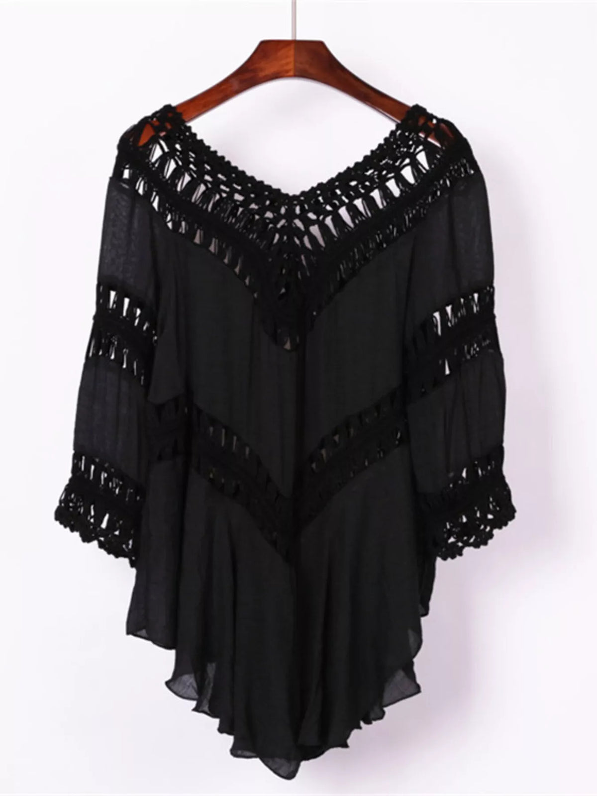 Crochet Trimmed Flowy Cover Up Dress - Lilixa.store