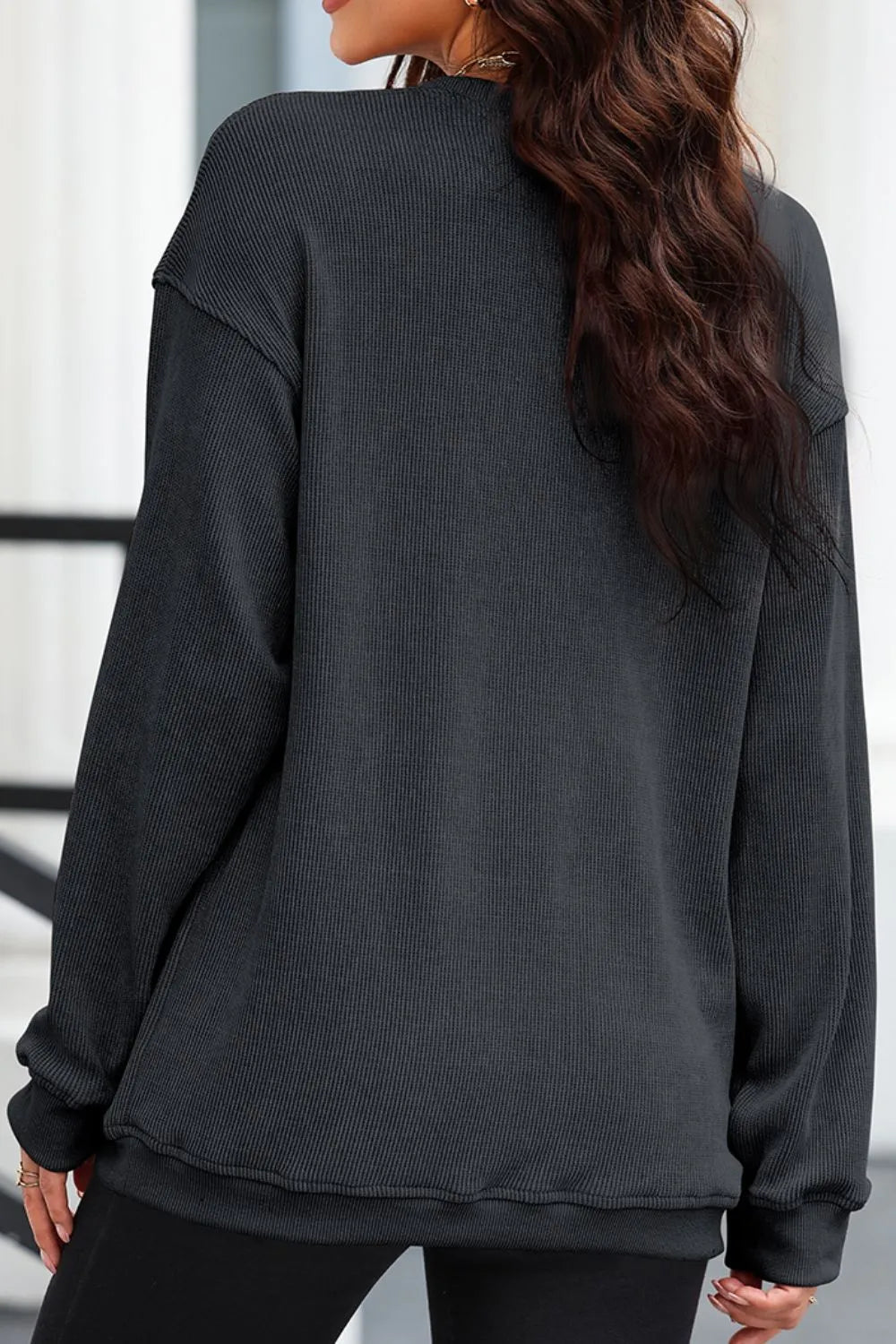 Leopard Heart Drop Shoulder Long Sleeve Sweatshirt - Lilixa.store