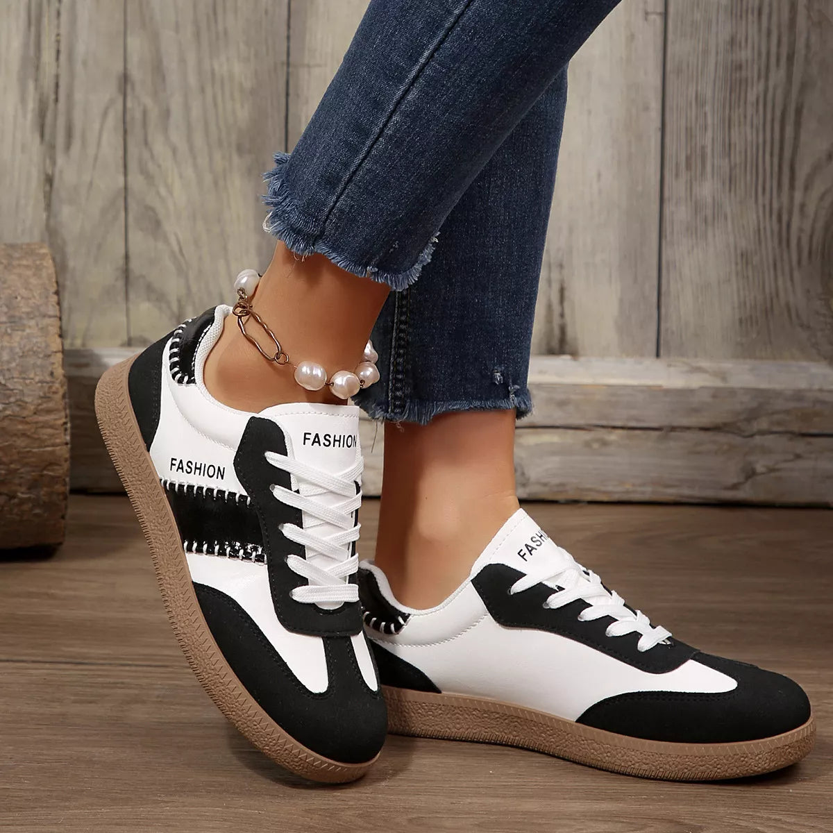 Lace-Up Flats Sneakers - Lilixa.store