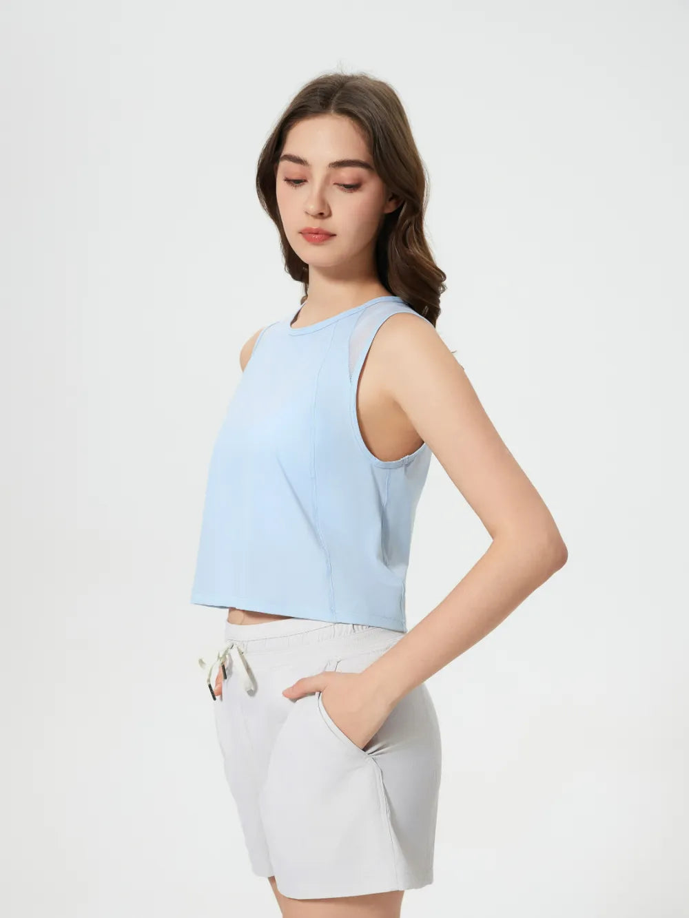 Millennia Round Neck Cropped Active Tank - Lilixa.store