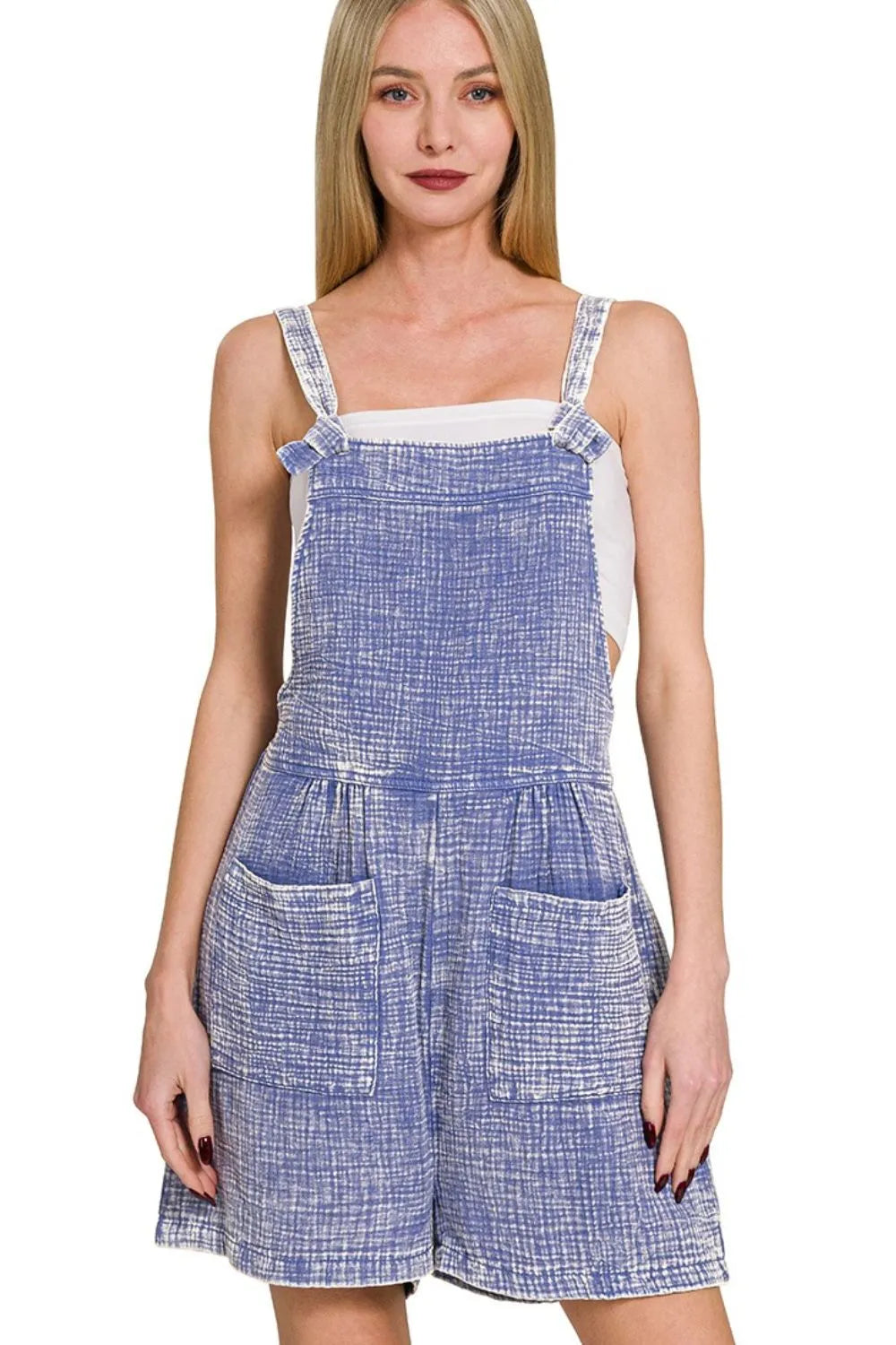 Zenana Woven Double Gauze Acid Washed Romper - Lilixa.store