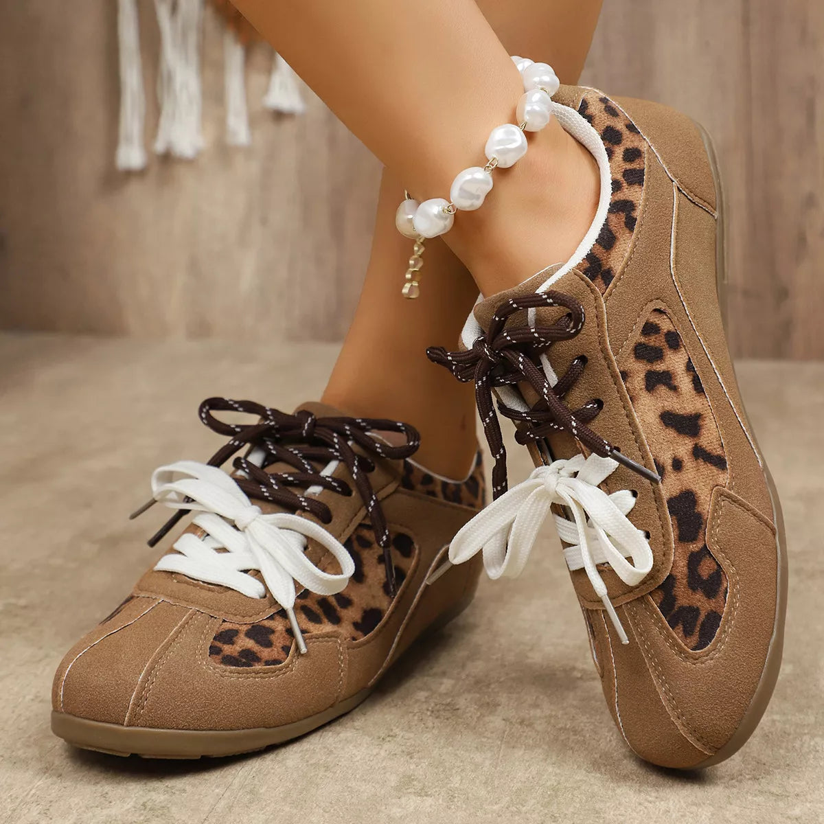 Round Toe Leopard Sneakers - Lilixa.store