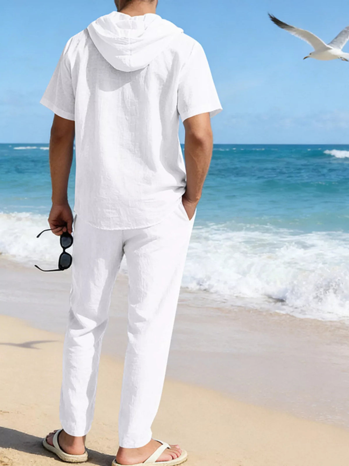 Men's Full Size Button Up Hooded Top and Pants Set Plus Size - Lilixa.store