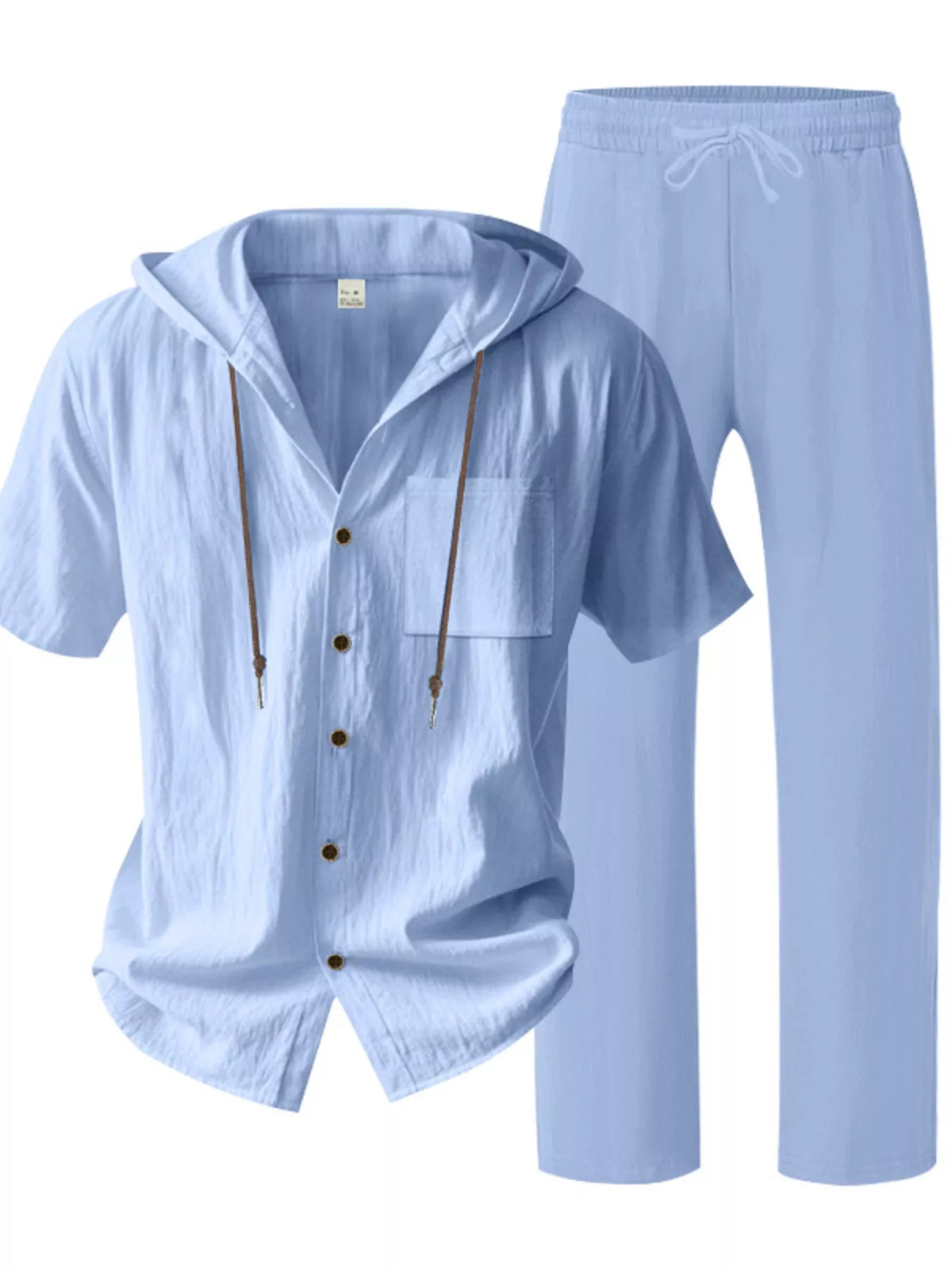 Men's Full Size Casual Hooded Short Sleeve Shirt and Pants Two-Piece Set Plus Size - Lilixa.store