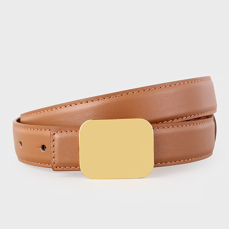 Leather Belt with Gold Buckle - Lilixa.store