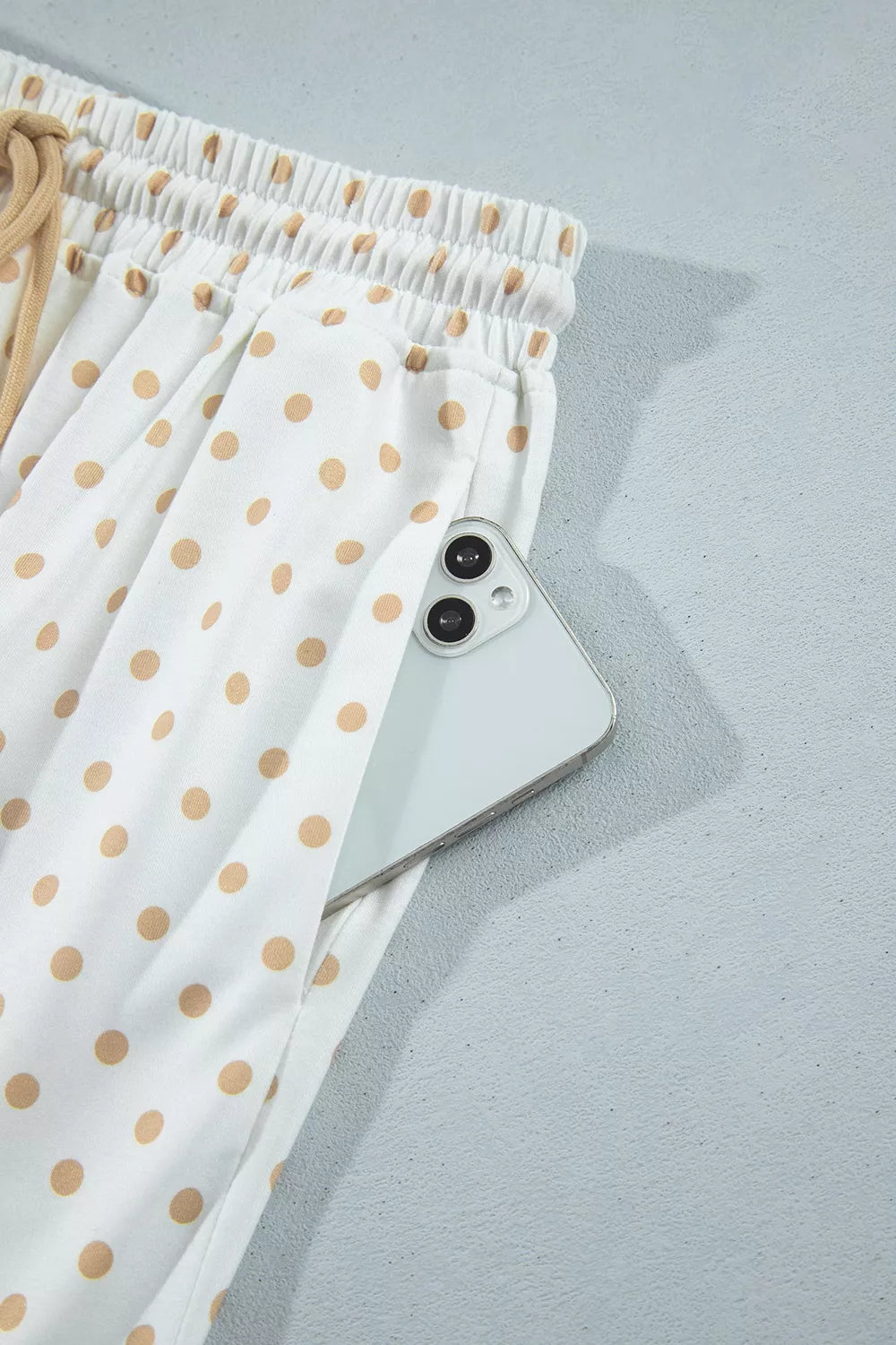 Polka Dot Patchwork Colorblock Long Sleeve Casual Two Piece Pants Set - Lilixa.store