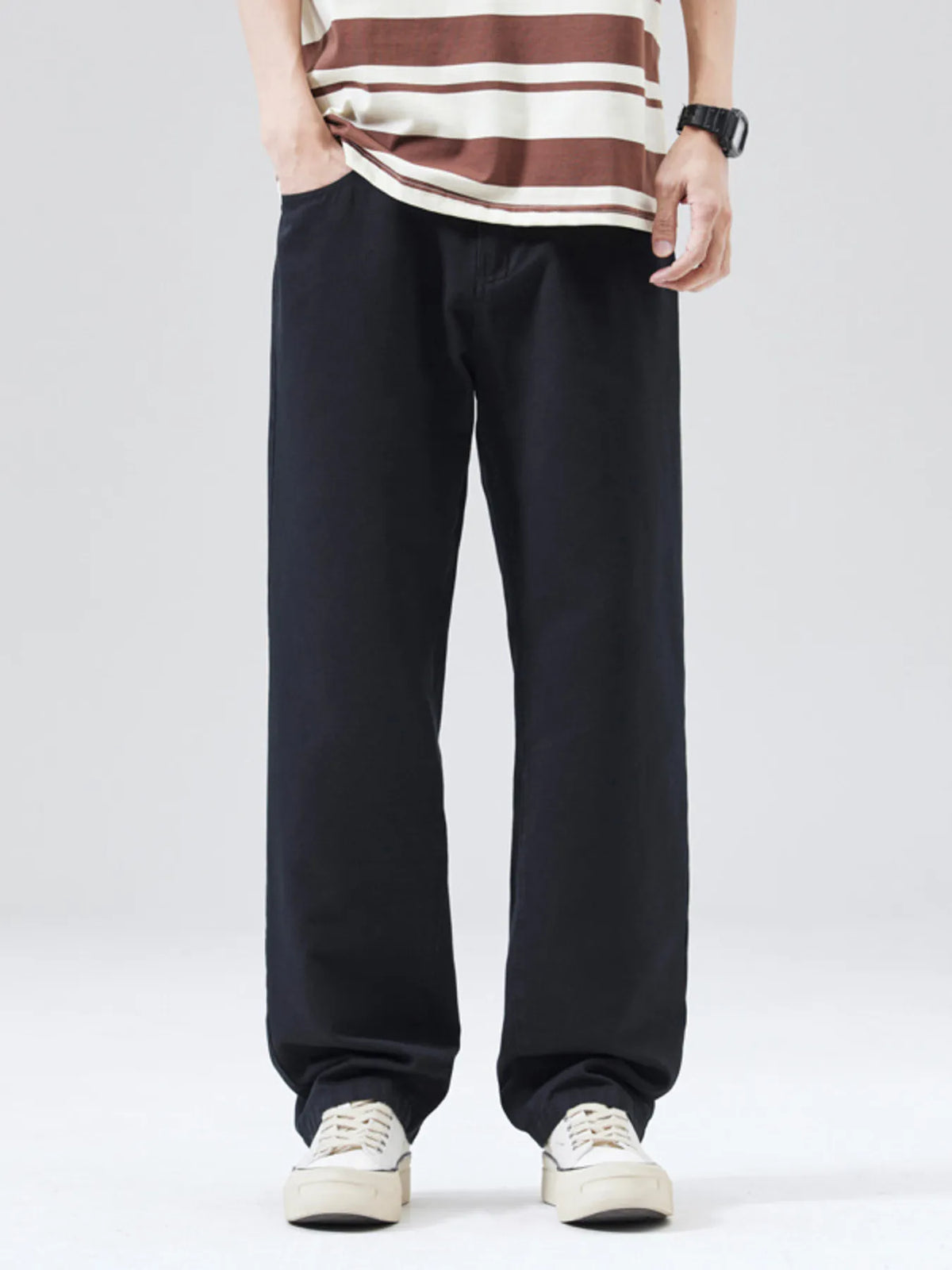 Men's Full Size Wide Leg Pants Plus Size in Black