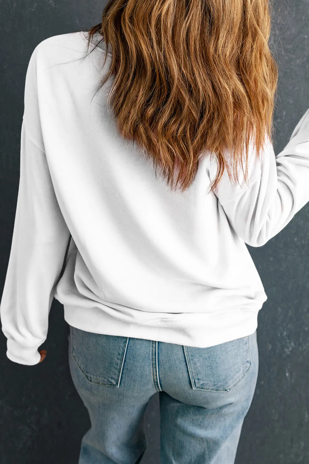 Letter Graphic Round Neck Long Sleeve Sweatshirt - Lilixa.store
