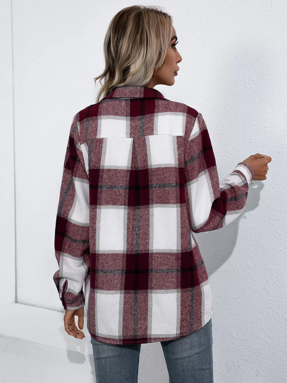 Ivy Lane Plaid Button Up Flannel Shirt, view 4