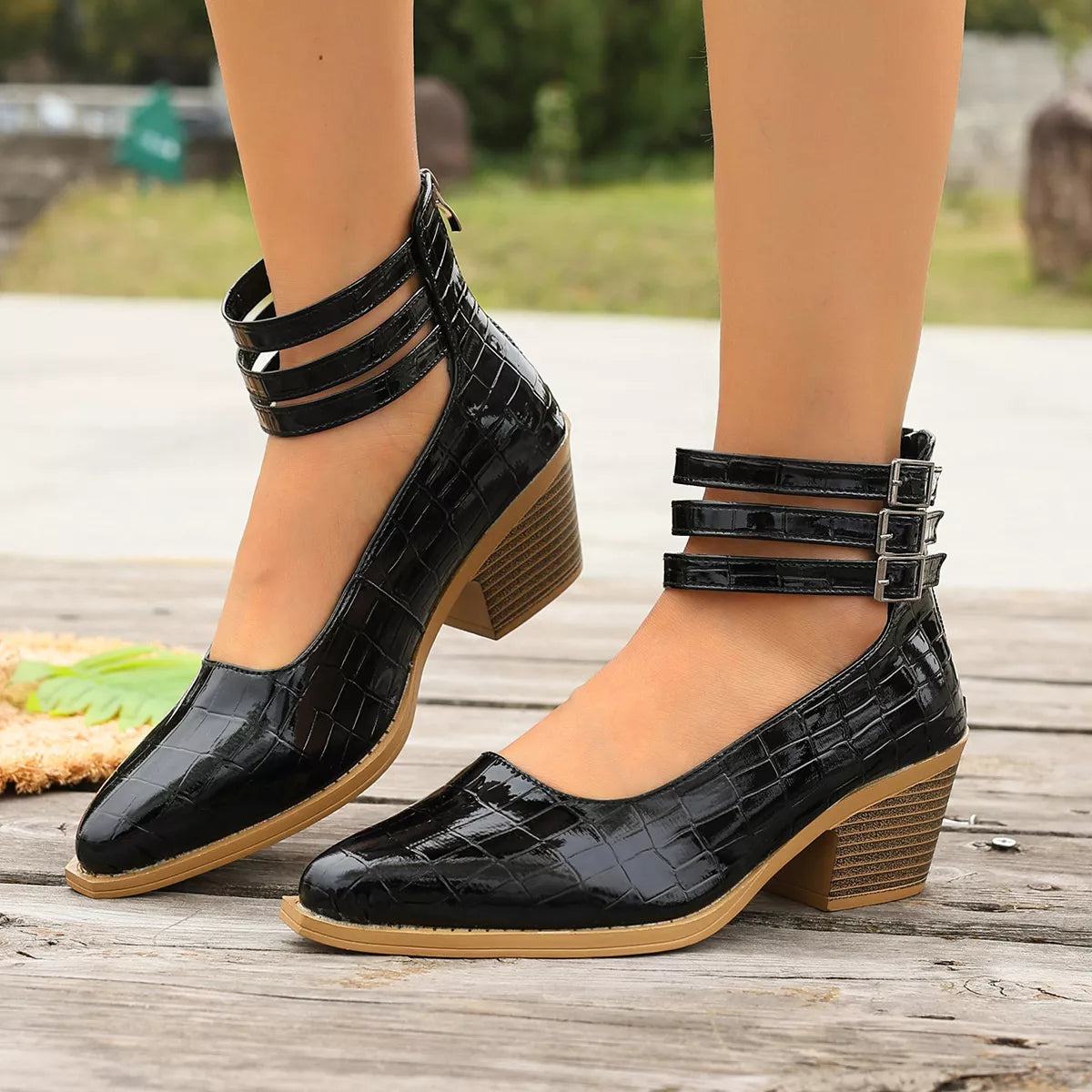 Point Toe Block Heels Pumps - Lilixa.store