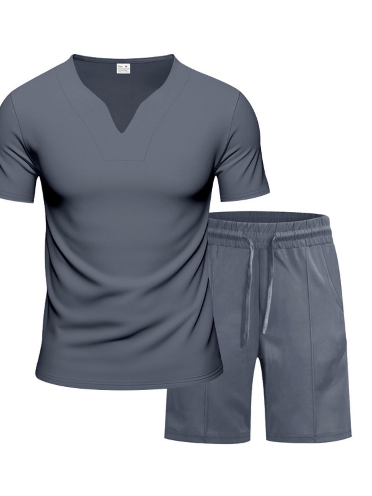 Men's Full Size V-Neck Short Sleeve T-Shirt and Shorts Set Plus Size - Lilixa.store