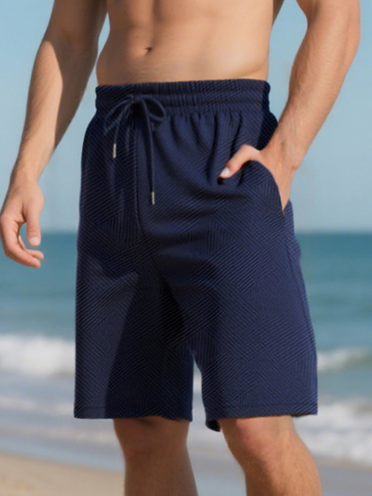 Men's Full Size Relaxed Fit Drawstring Shorts Plus Size, view 4