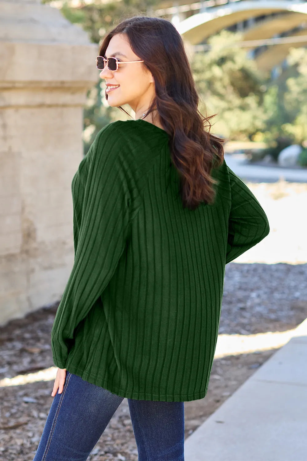 Basic Bae Full Size Ribbed Round Neck Long Sleeve Knit Top - Lilixa.store
