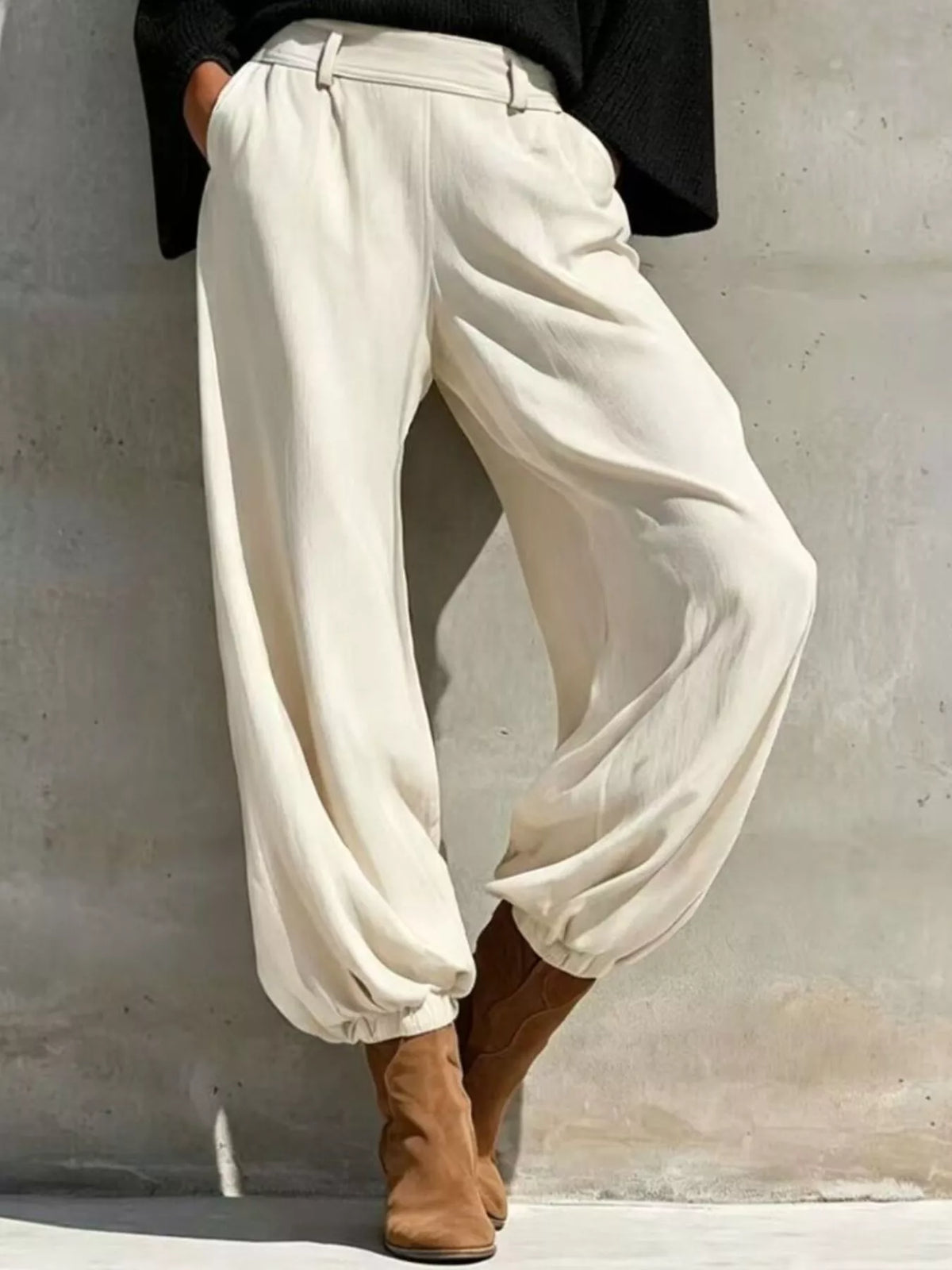 One-Shoulder Knit Top and High-Waisted Pants Set, view 6
