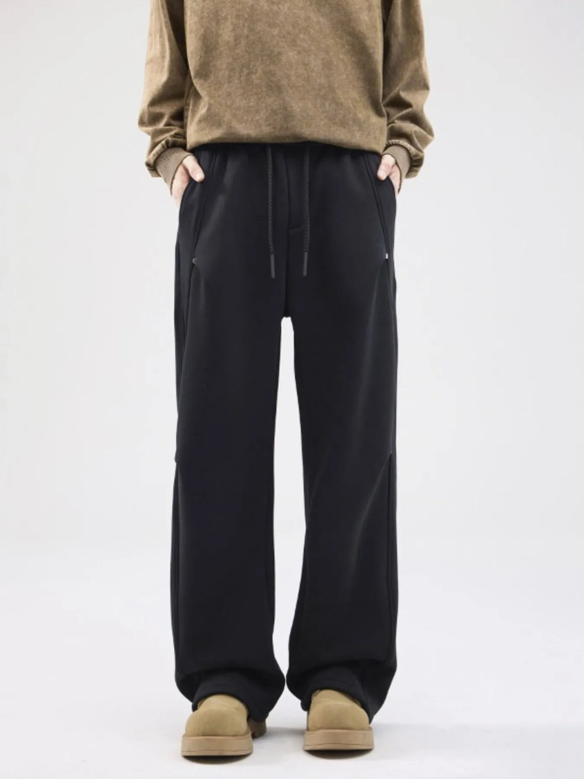 Men's Full Size Casual Loose-Fit Sweatpants Plus Size in Black
