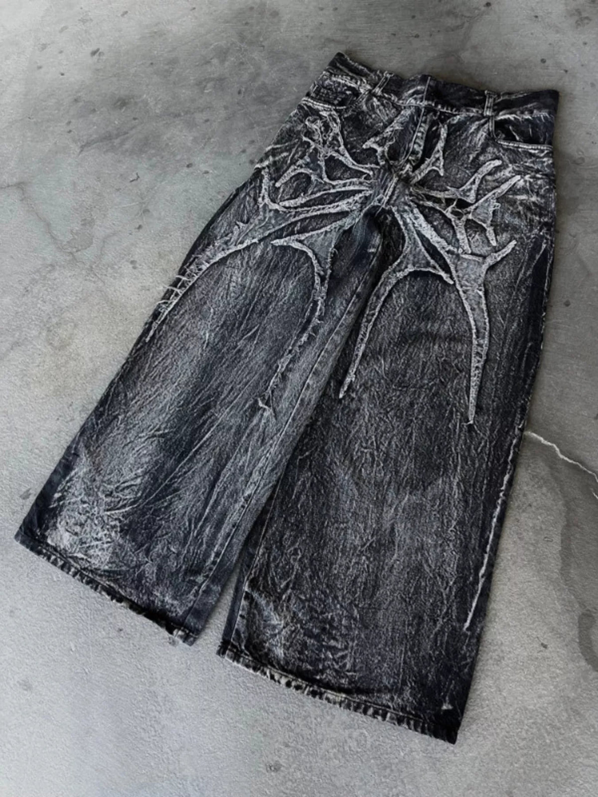 Men's Full Size Spider Wide-Leg Streetwear Jeans Plus Size - Lilixa.store