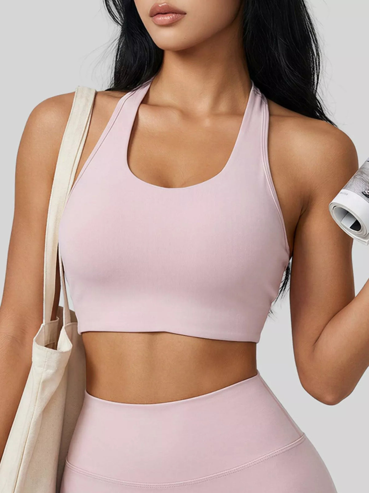 Twisted Back Halter Neck Active Bra