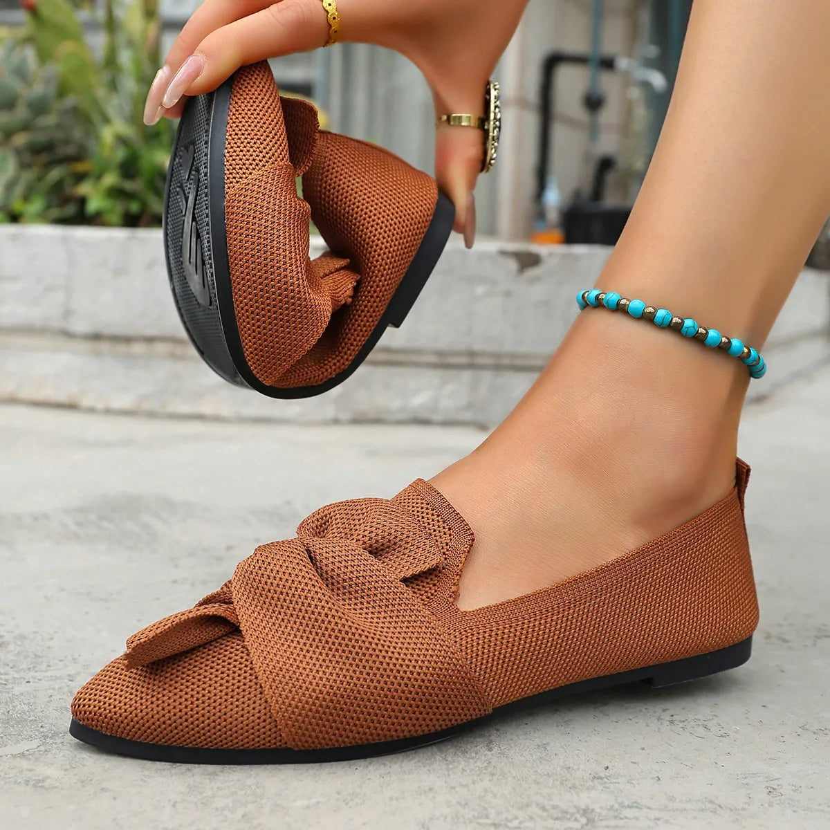 Bow Point Toe Flats Slip-Ons, view 8