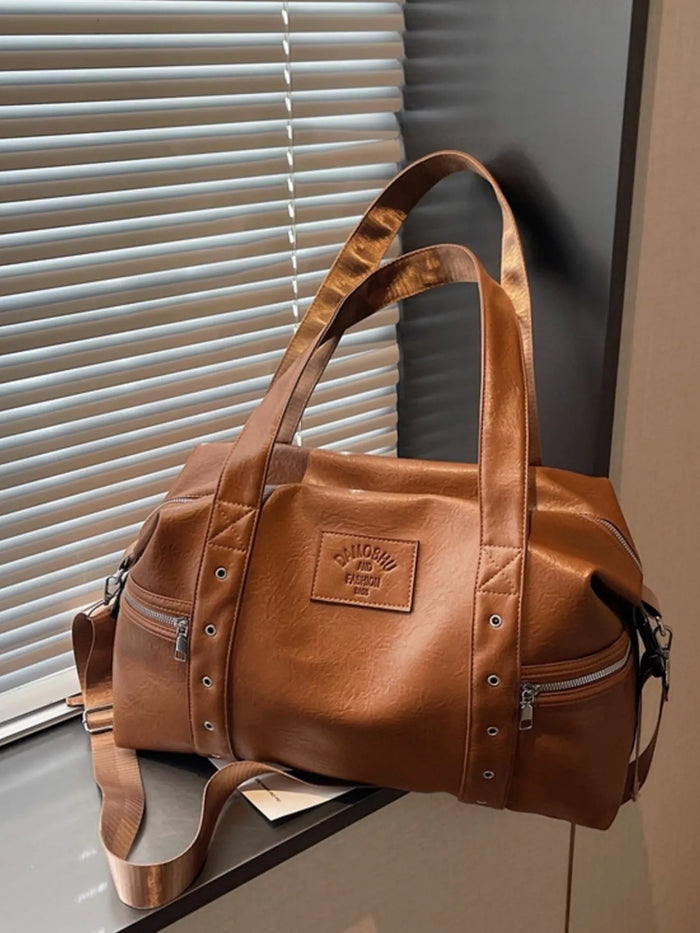 PU Leather Shoulder Bag in Brown