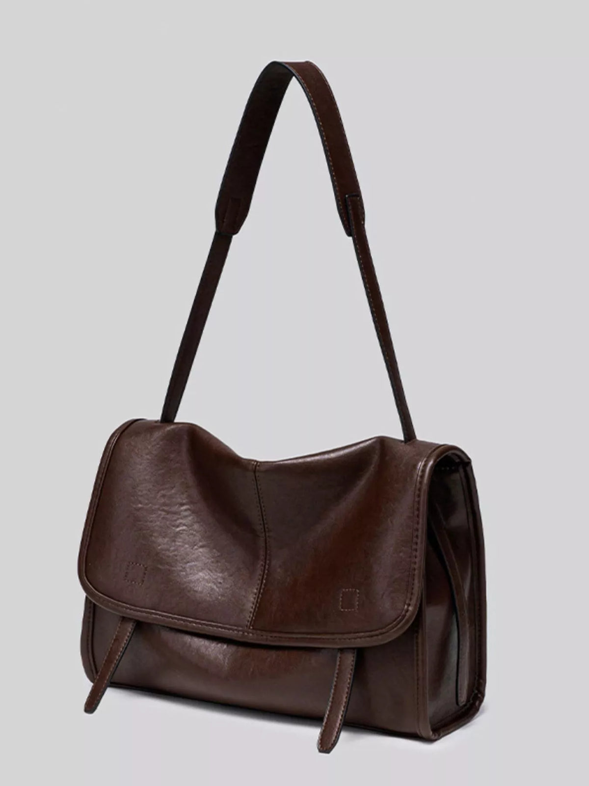 PU Leather Messenger Shoulder Bag in Brown, view 12