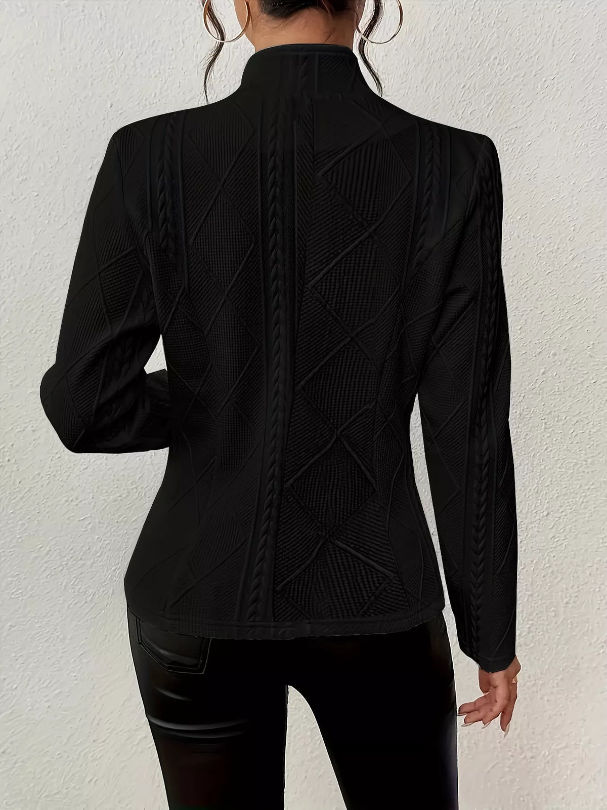 Textured Knit Button-Front Blazer - Lilixa.store
