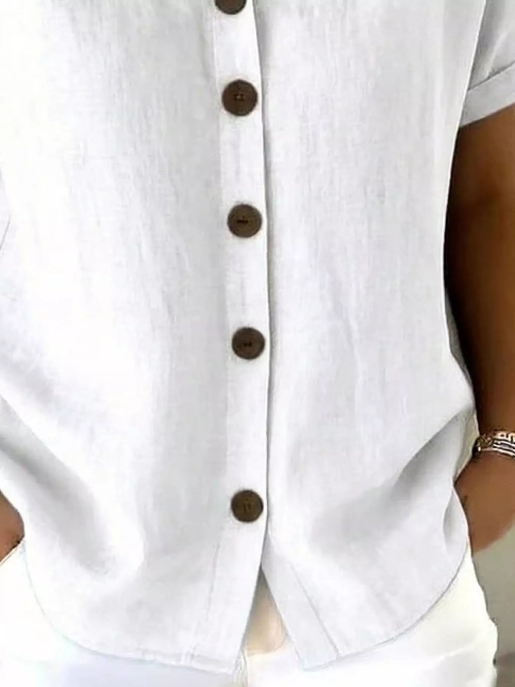 Full Size Button-Down Short Sleeve Shirt Plus Size - Lilixa.store