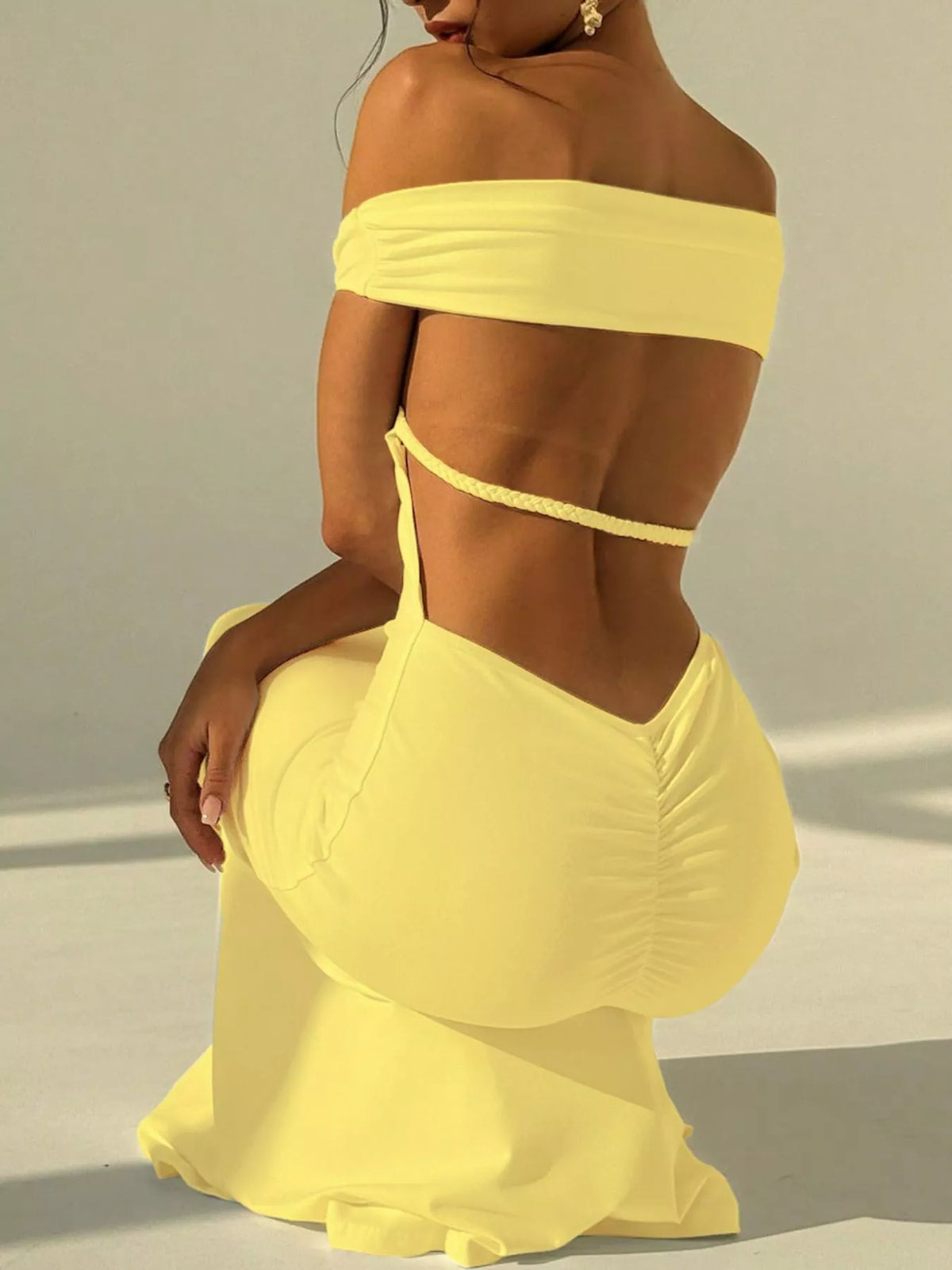 Backless Off-Shoulder Bodycon Mermaid Maxi Dress - Lilixa.store