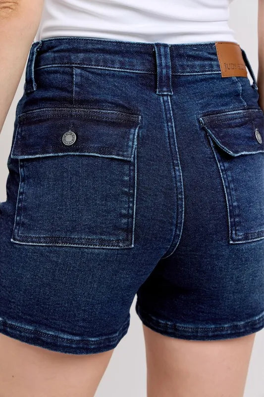 Judy Blue Full Size High Waist Back Flap Pocket Denim Shorts Plus Size - Lilixa.store