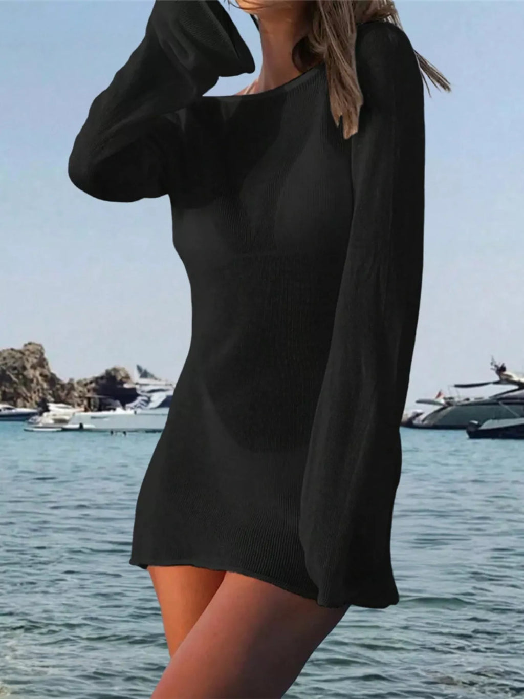 Long Sleeve Cover-Up Dress - Lilixa.store